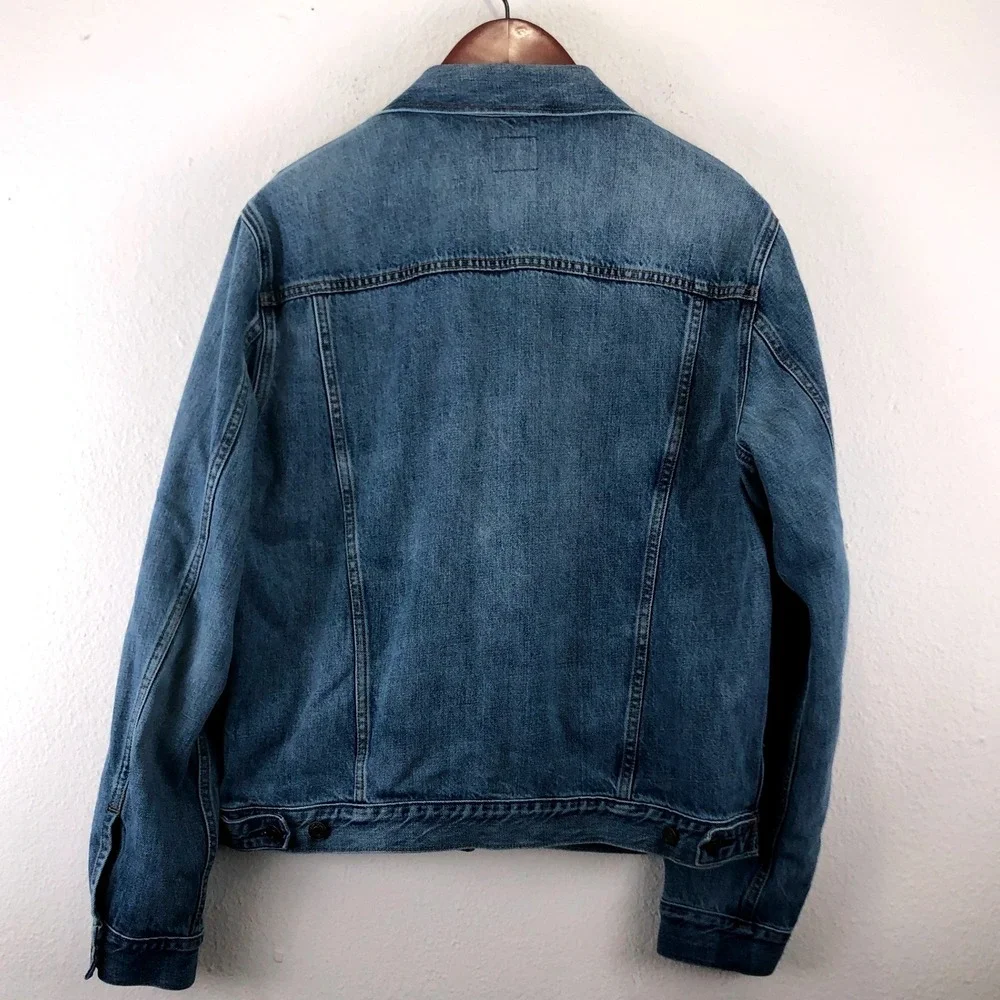 Gap 1969 Mens Zip Front Denim Jacket Medium Tint Blue Cotton Large Utility Y2K
